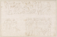 xI 002.jpg; I 002; Studies naar antieke sarcofaag-reliëfs; tekening